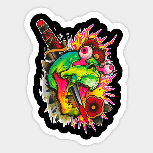 Electric Skull Sticker by TimPangburn